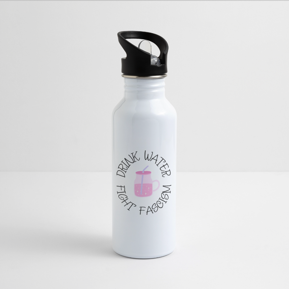 Drink Water Fight Fascism - Trinkflasche - Weiß