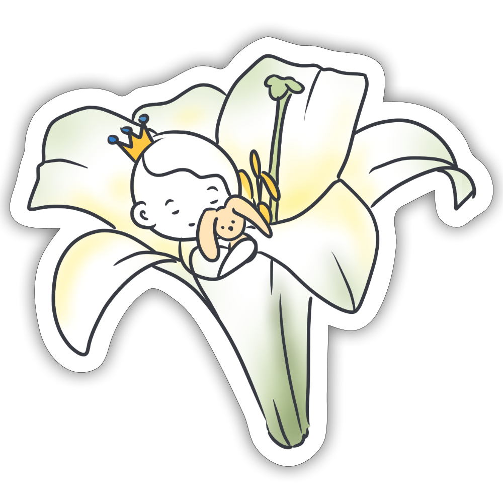 Seelenmännchen "Kuschelblume Edition" - 1x Sticker (groß) - Mattweiß