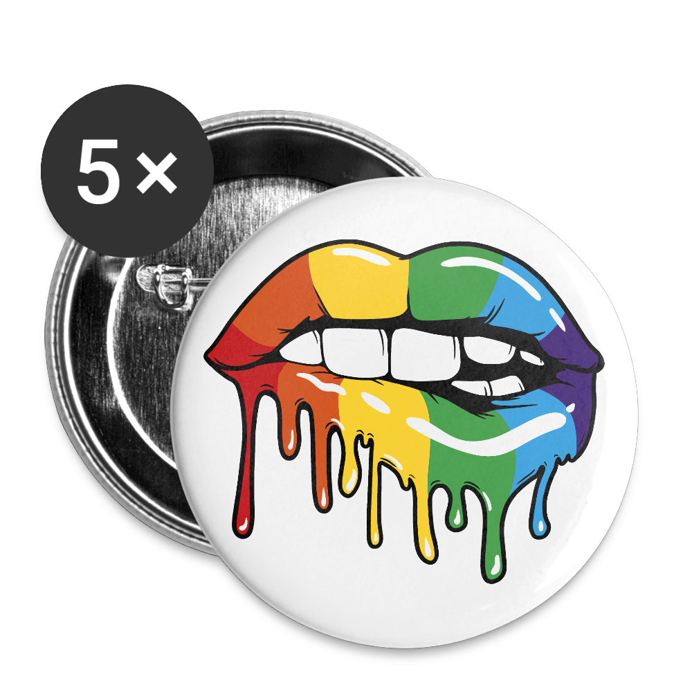 Regenbogen Lippen - Buttons klein 5x - Weiß