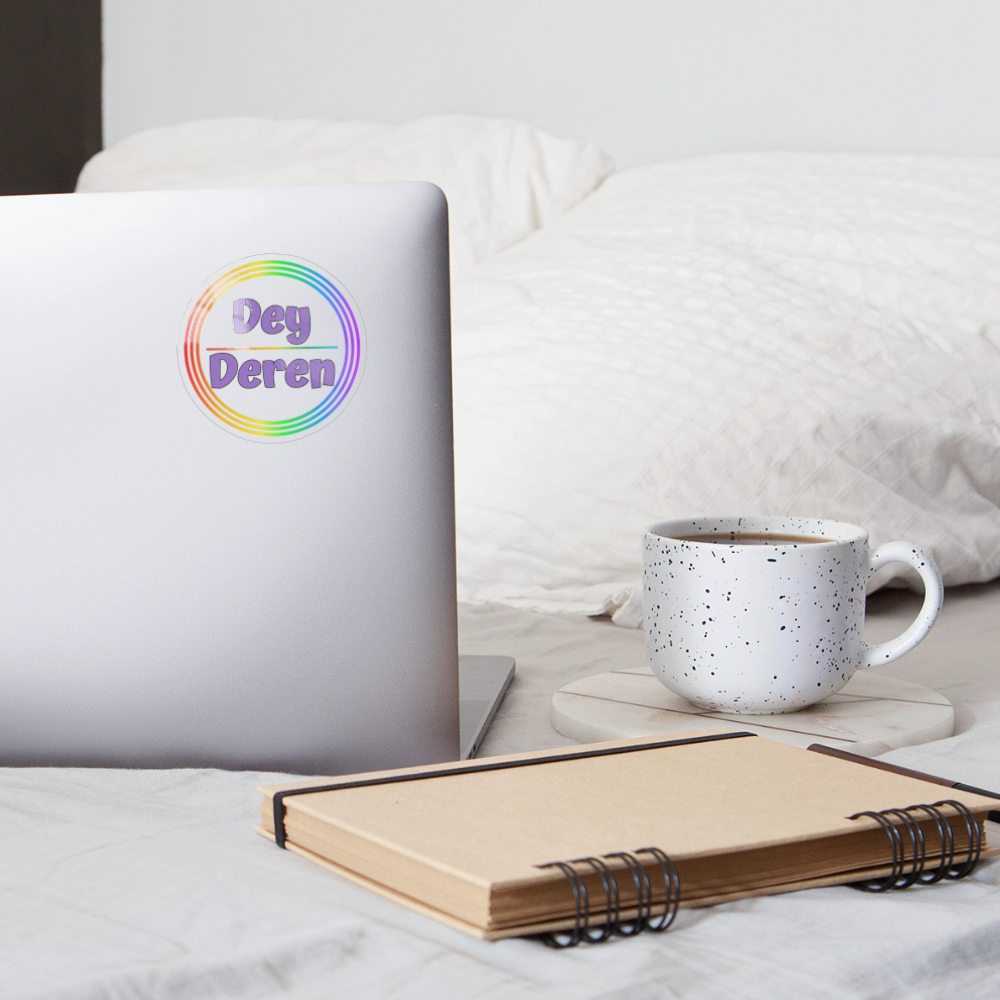 Dey/Deren Pronomen Regenbogenkreis - Sticker (groß) - Transparent glänzend