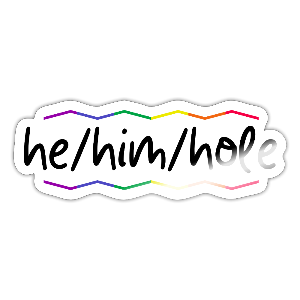 he/him/hole "Pride Waves Edition" - Sticker (groß) - Weiß glänzend