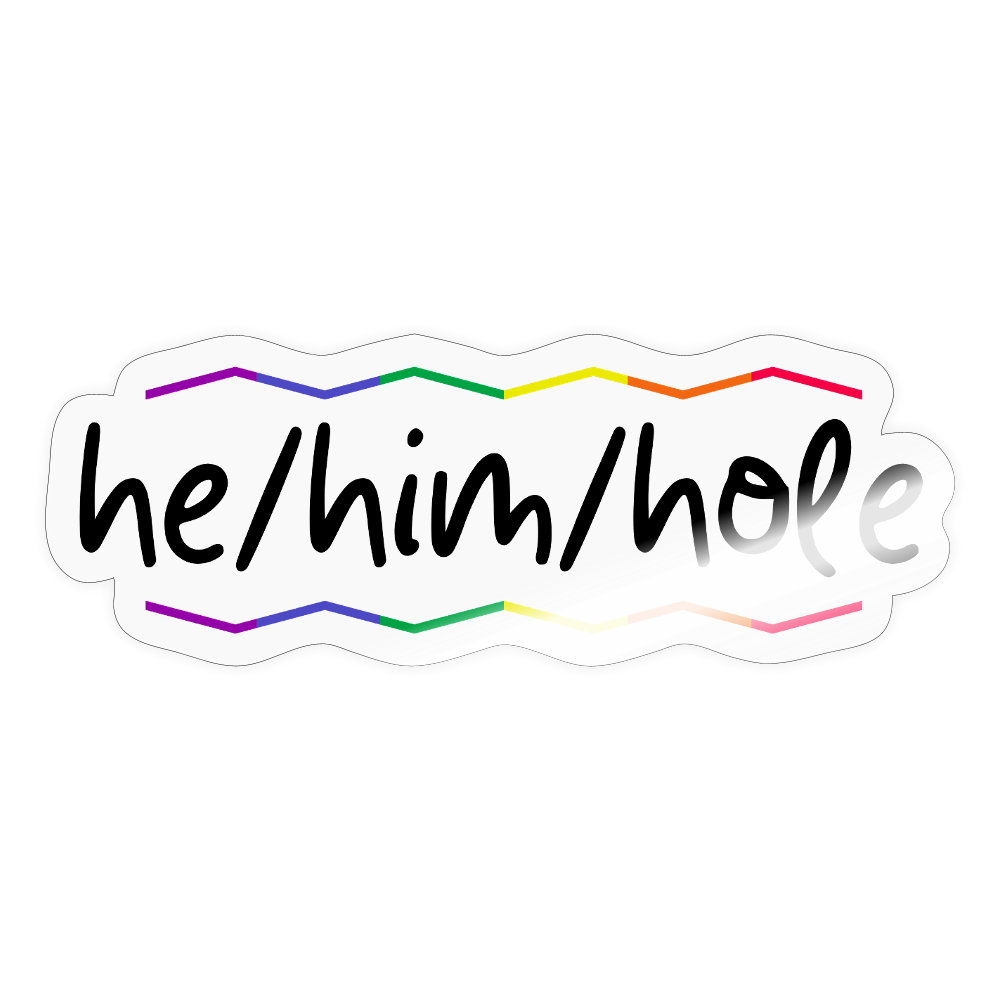 he/him/hole "Pride Waves Edition" - Sticker (groß) - Transparent glänzend