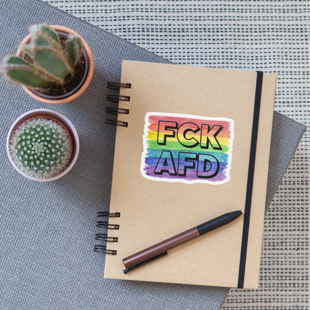 FCK AFD "Rainbow Resistance Edition" - Sticker (groß) - Mattweiß