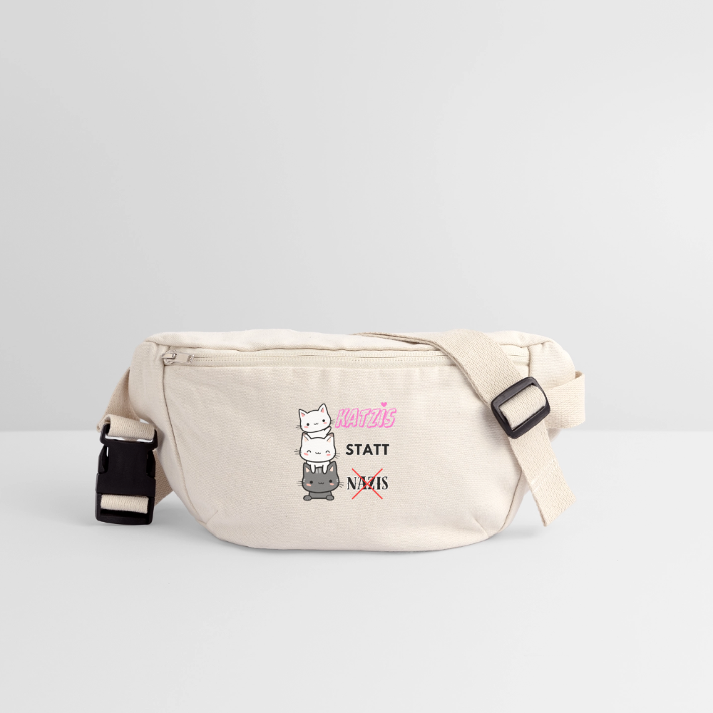 Katzis statt Nazis - recycelte Gürteltasche - Naturweiß
