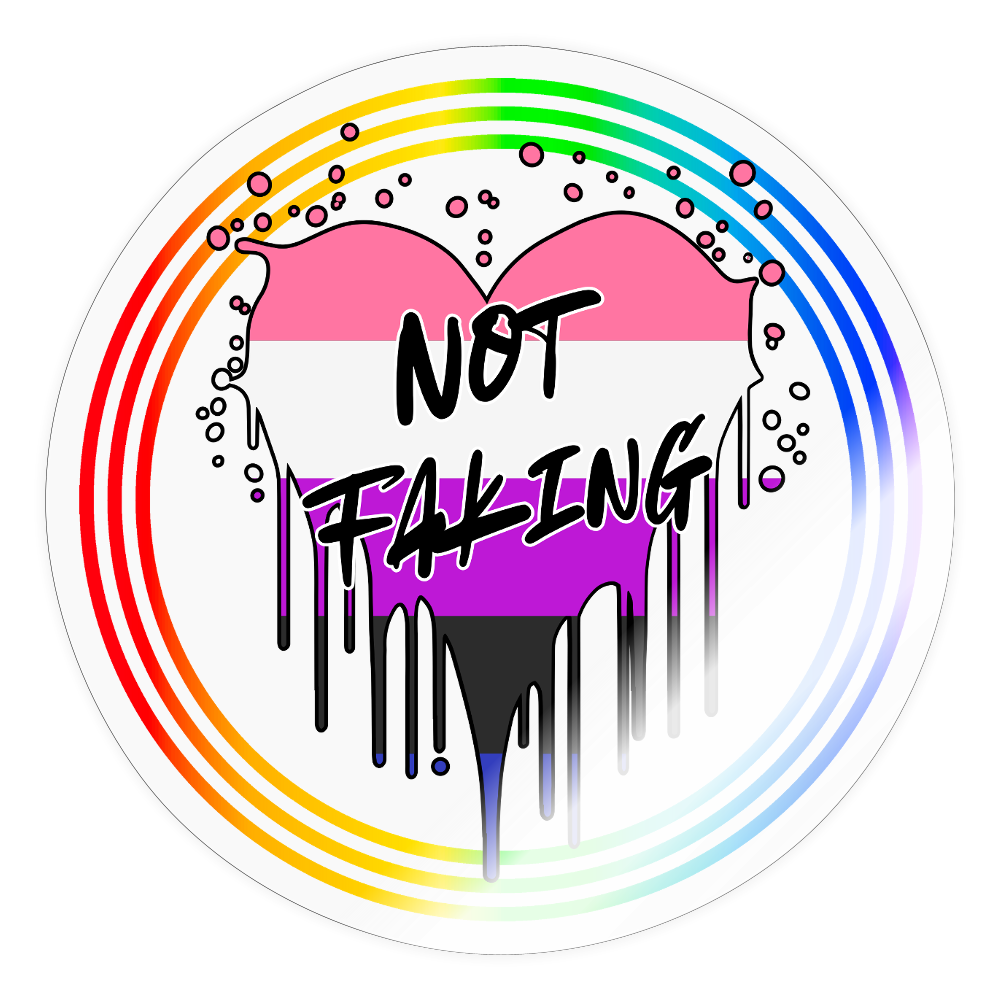 Genderfluid Not Faking "Regenbogenkreis Edition" - Sticker (groß) - Transparent glänzend