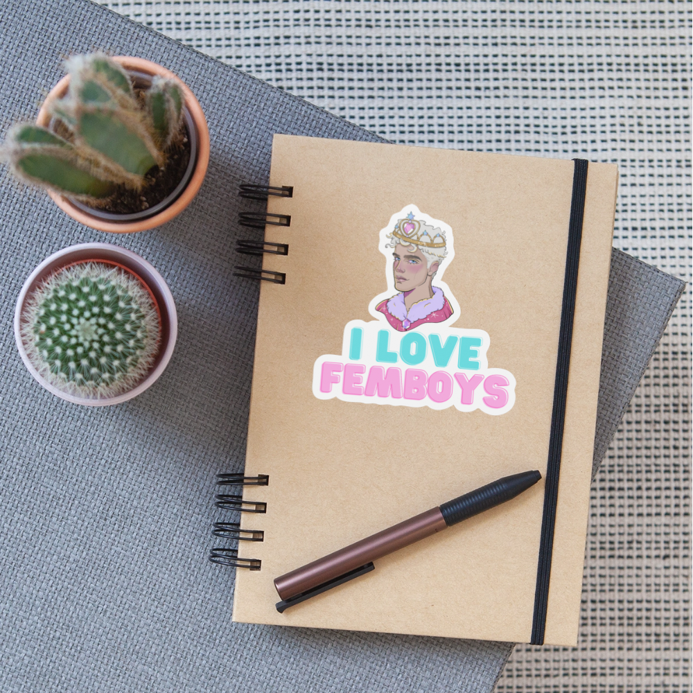 I Love Femboys "Royal Blush Edition" - Sticker (groß) - Mattweiß