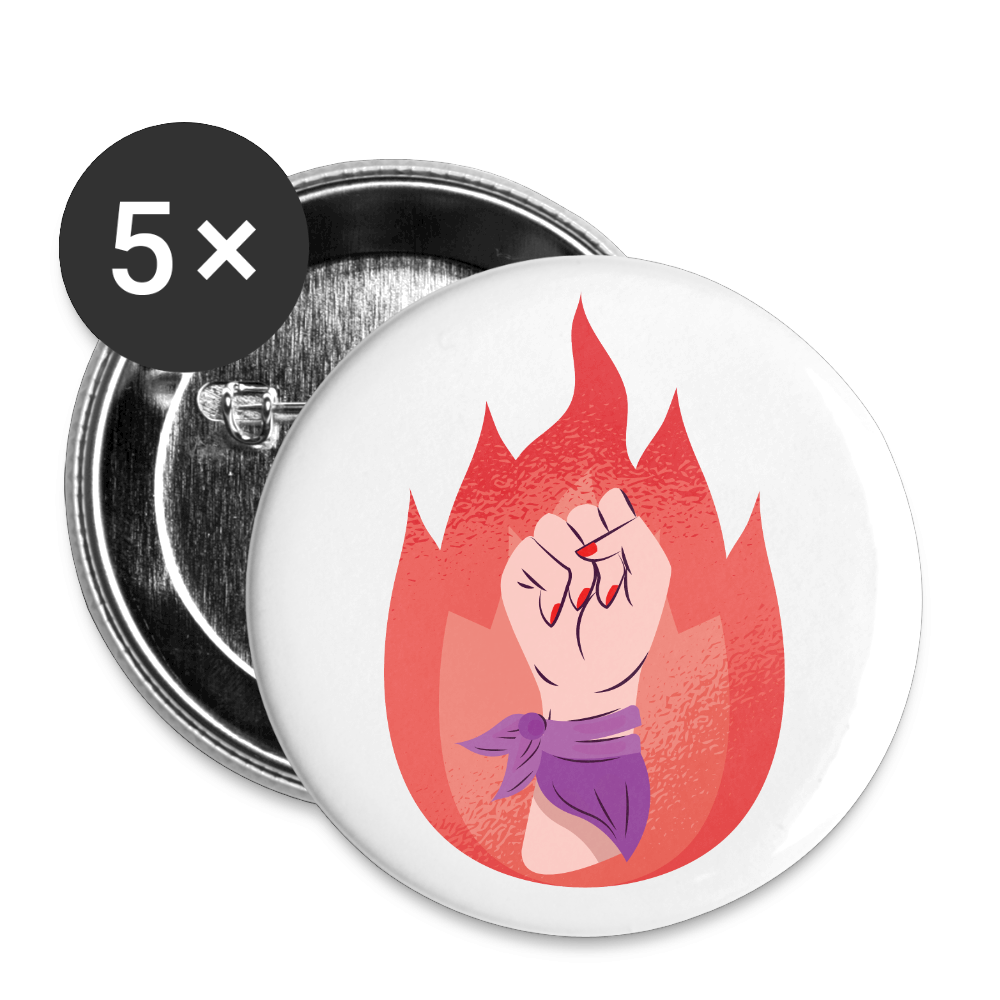 Flammenfaust - Buttons klein 5x - Weiß