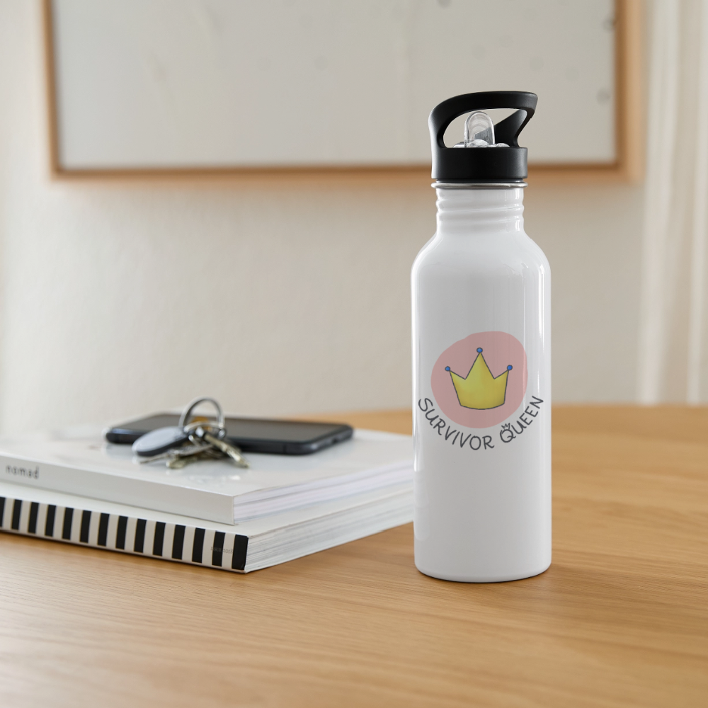 Survivor Queens Logo "Pink Bubble Edition" - Trinkflasche - Weiß