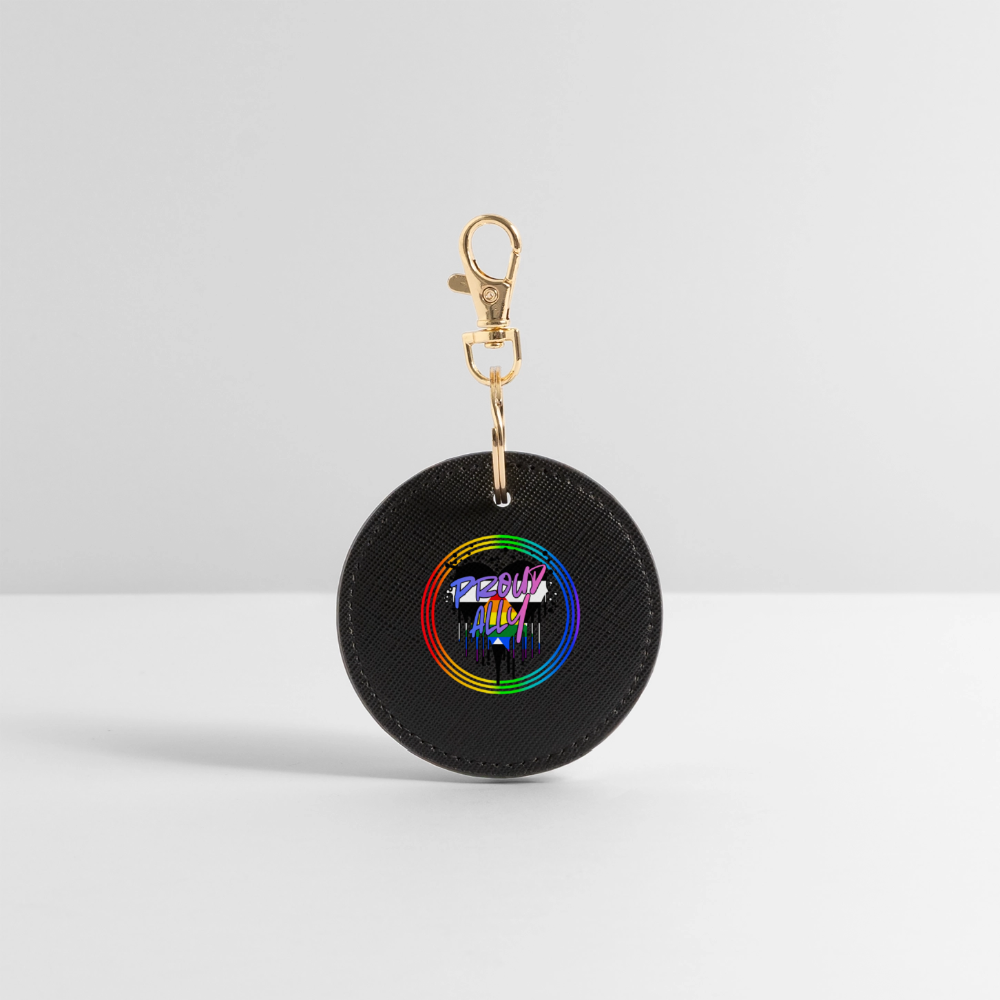 Proud Ally Herz im Regenbogenkreis - BOUTIQUE Schlüsselanhänger - Schwarz