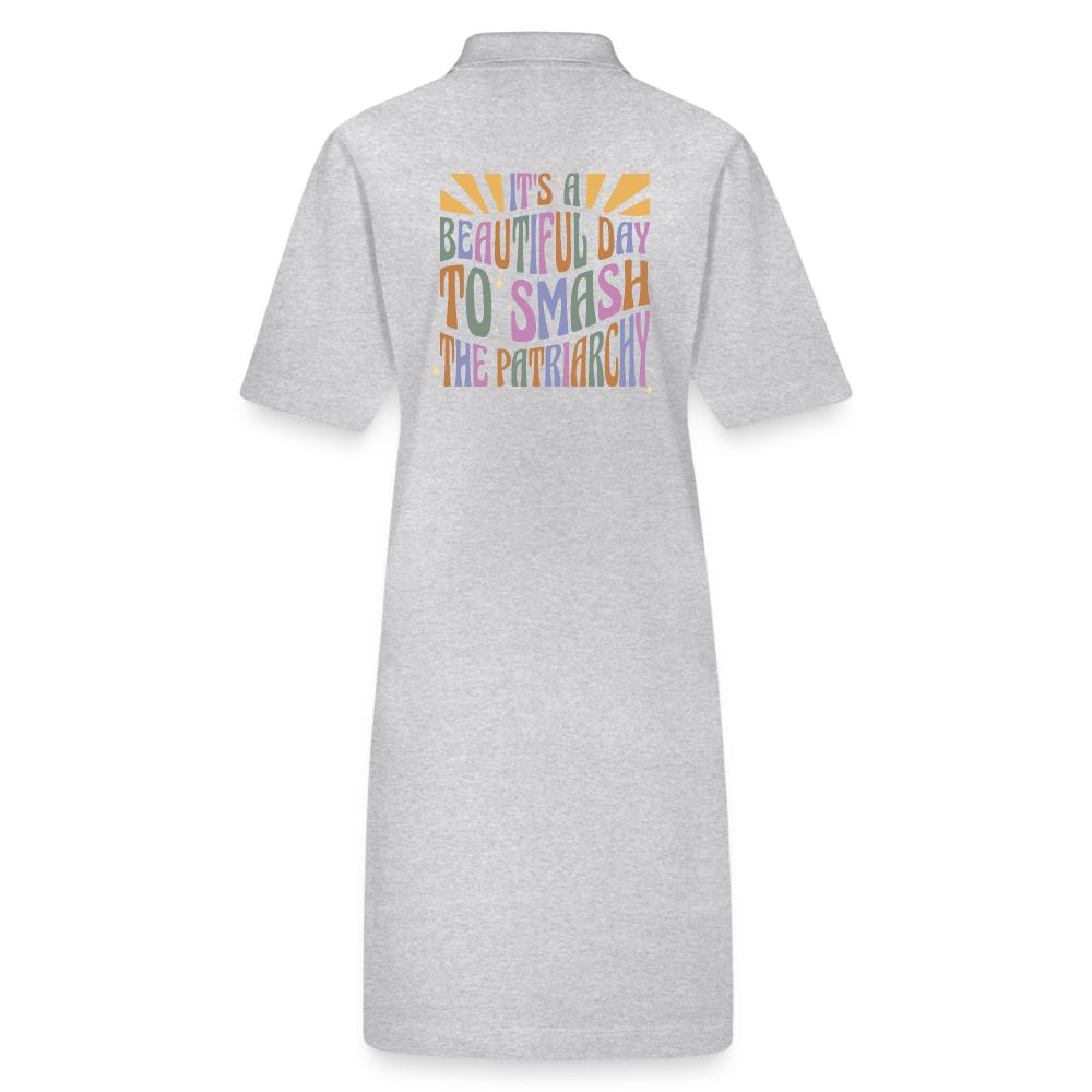 It's a Beautiful Day to Smash the Patriarchy Backprint "Frauen" Stanley/Stella Bio-Polokleid - Grau meliert