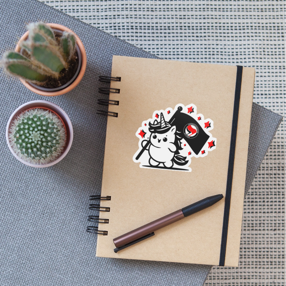 Einhorn Antifa - Sticker (groß) - Mattweiß