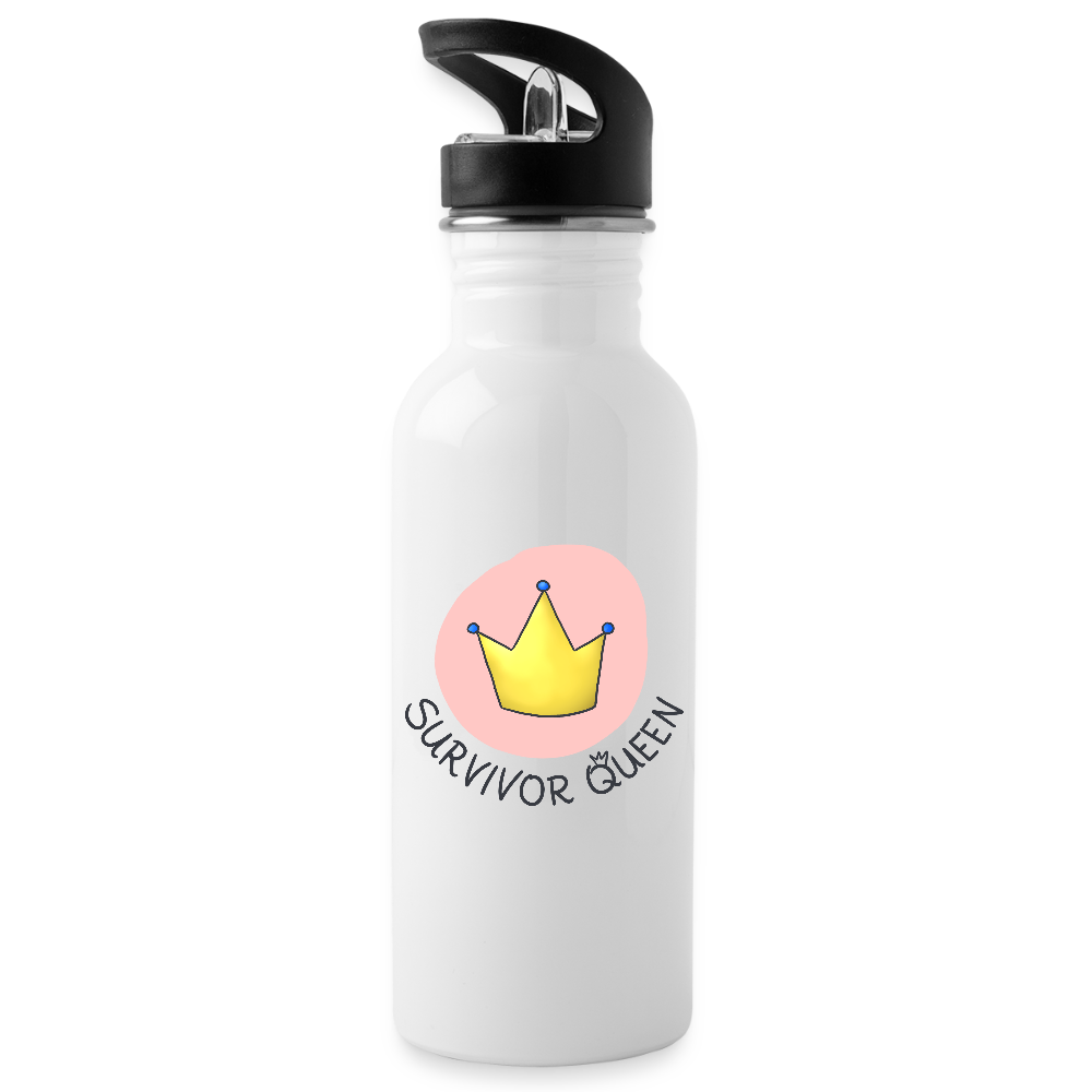 Survivor Queens Logo "Pink Bubble Edition" - Trinkflasche - Weiß