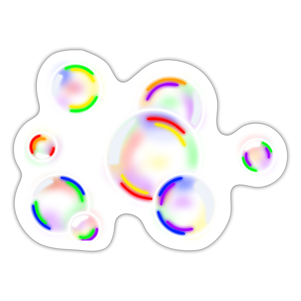 Regenbogen Seifenblasen Sticker (groß) - Mattweiß