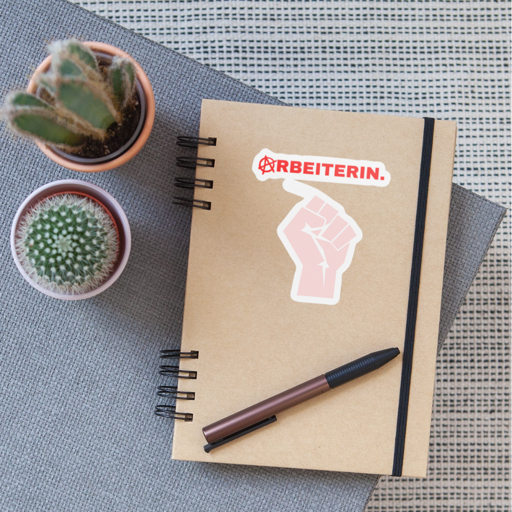 ARBEITERIN. "Solidarisch und Frei Edition" - Sticker (groß) - Mattweiß
