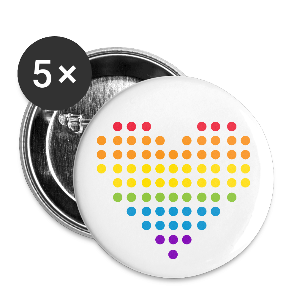 Punktherz - Buttons klein 5x - Weiß