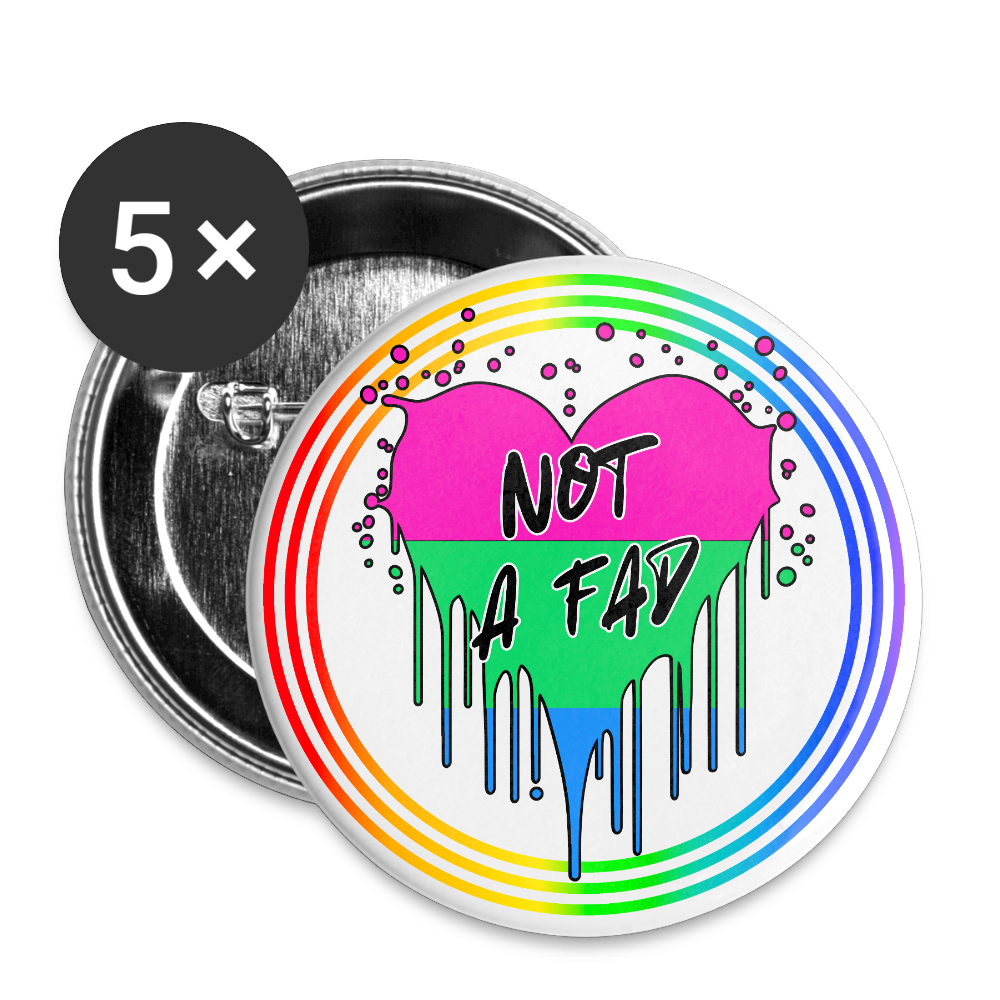 Polysexual Not a Fad "Regenbogenkreis Edition" - Buttons klein 5x - Weiß