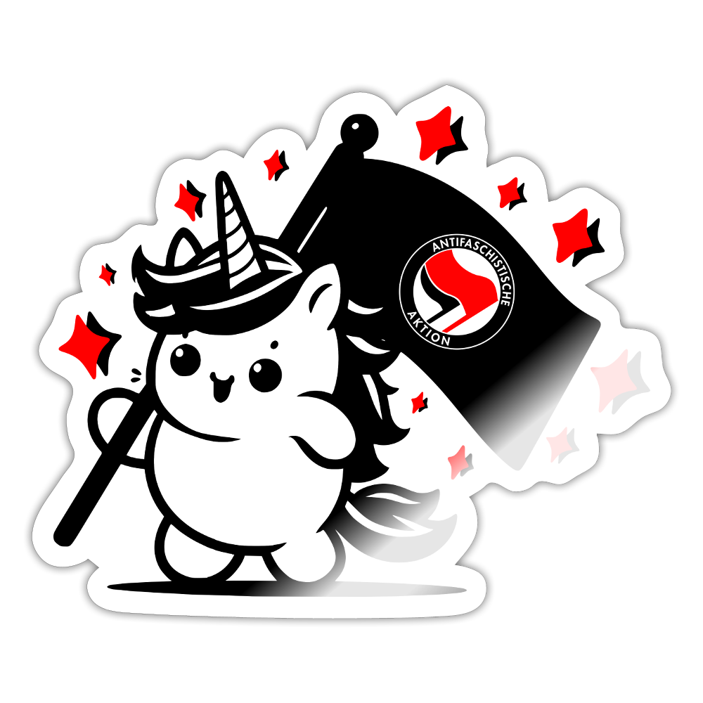 Einhorn Antifa - Sticker (groß) - Weiß glänzend