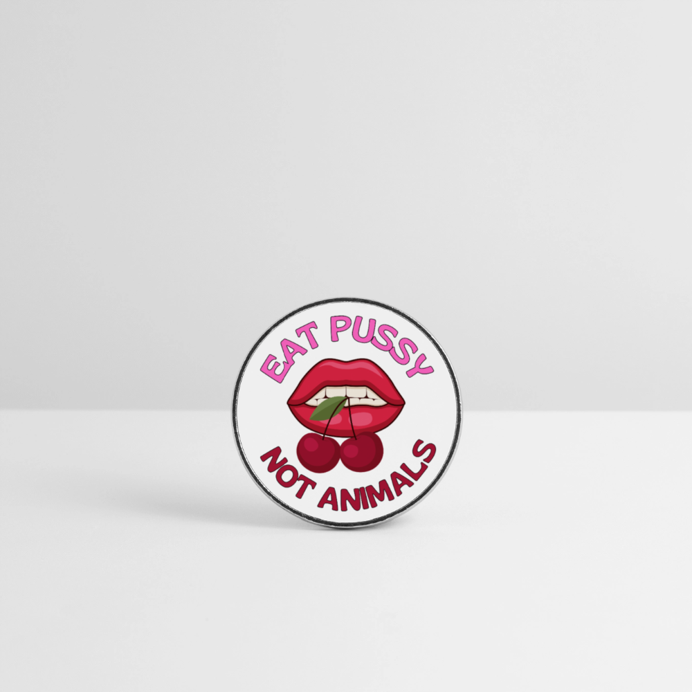 Eat Pussy Not Animals "Cherry Bite Edition" - Runder Kühlschrankmagnet - Weiß