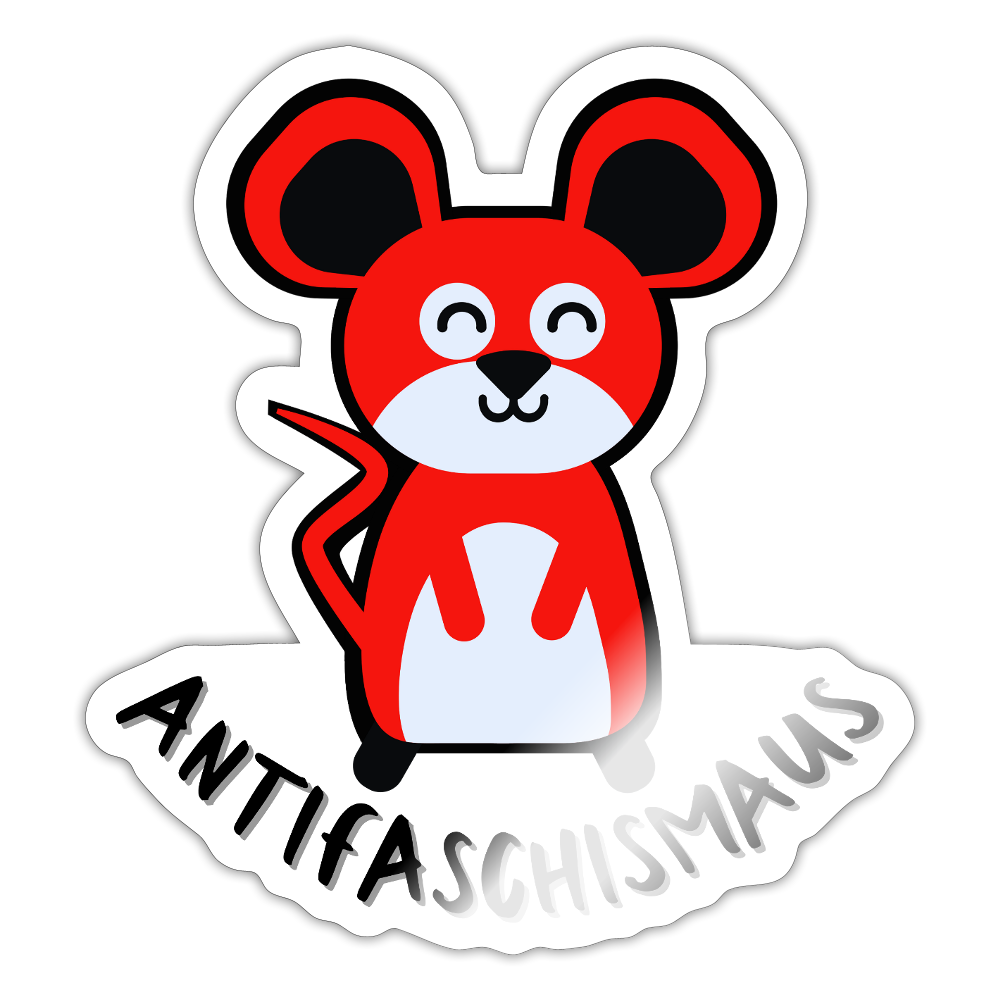 Antifaschismaus - Sticker (groß) - Weiß glänzend