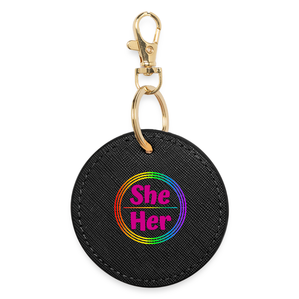 She/Her Pronomen Regenbogenkreis - BOUTIQUE Schlüsselanhänger - Schwarz