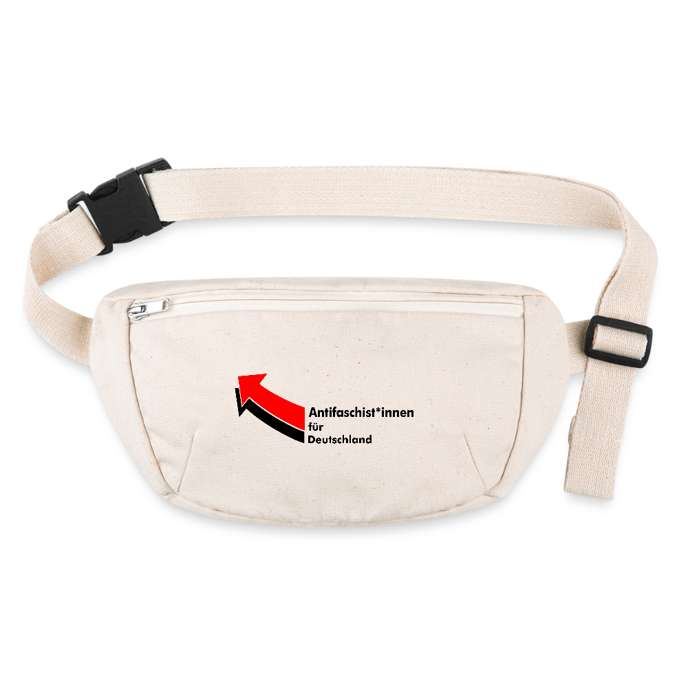 Antifaschist*innen für Deutschland (schwarze Schrift) - recycelte Gürteltasche - Naturweiß