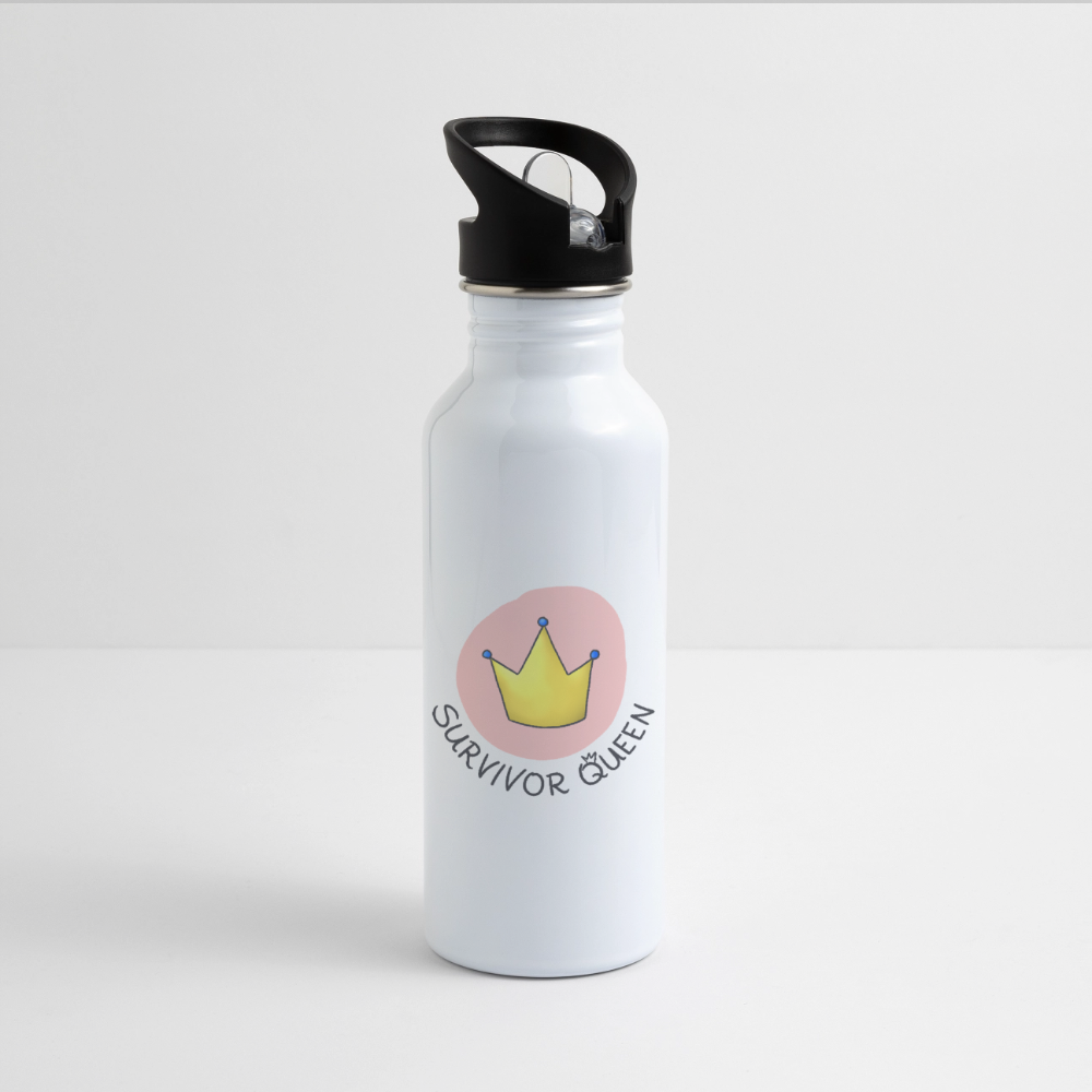 Survivor Queens Logo "Pink Bubble Edition" - Trinkflasche - Weiß
