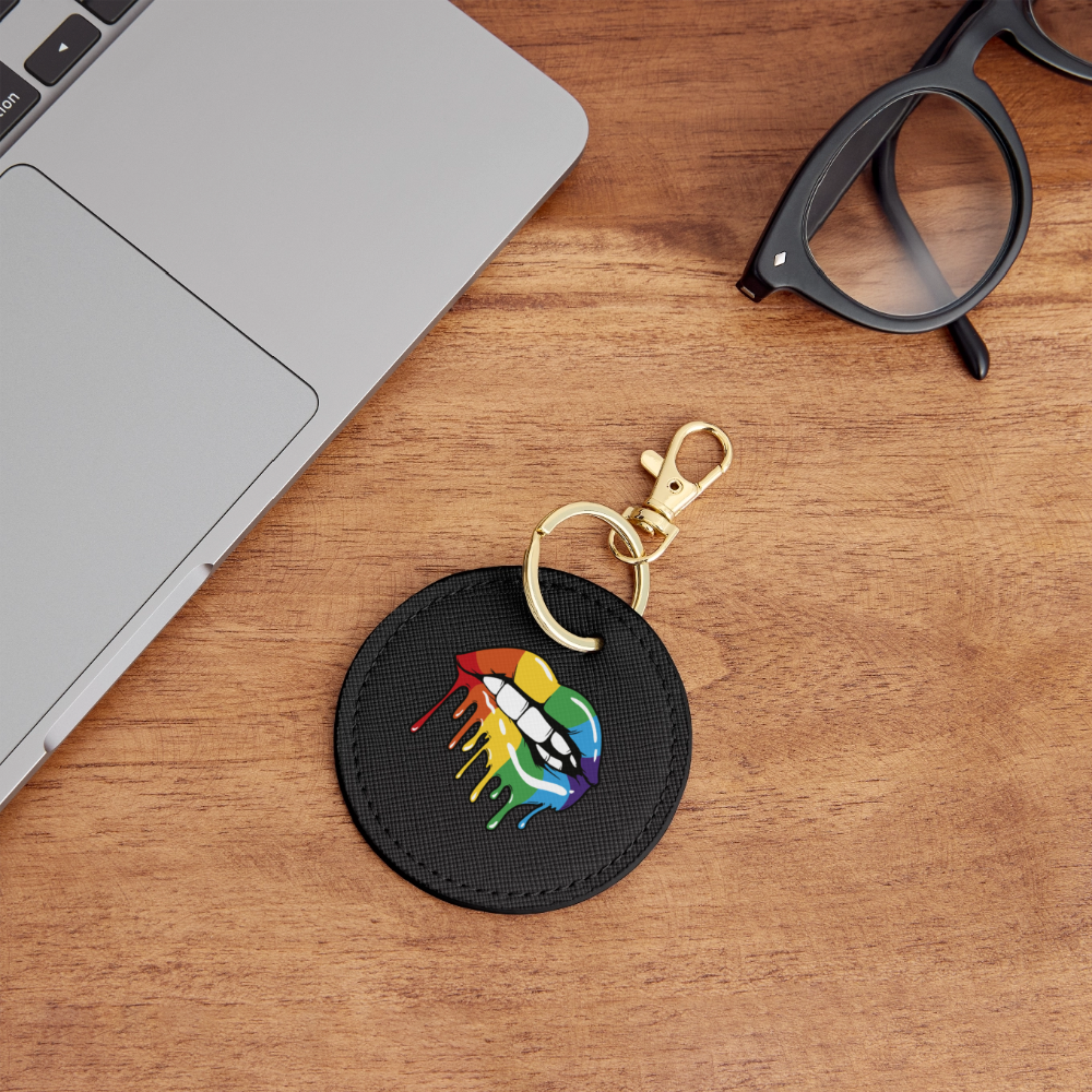 Regenbogen Lippen - BOUTIQUE Schlüsselanhänger - Schwarz