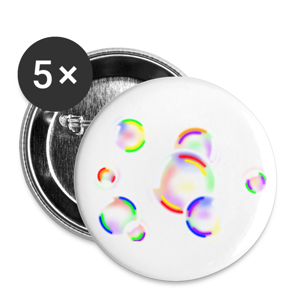 Regenbogen Seifenblasen Buttons klein 5x - Weiß