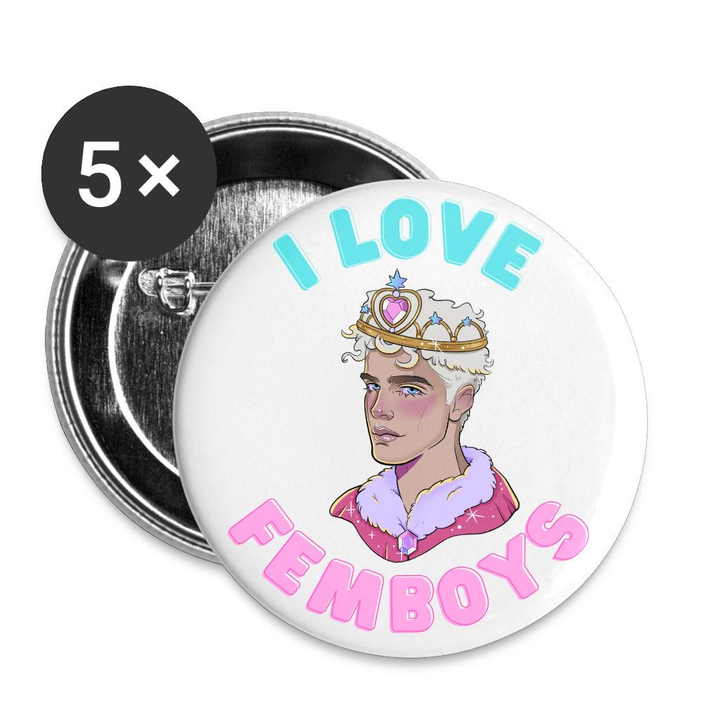 I Love Femboys "Royal Blush Edition" - Buttons klein 5x - Weiß