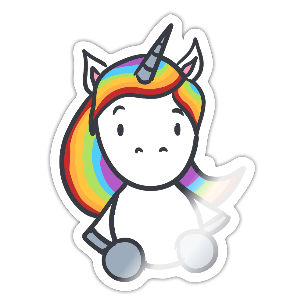 Einhorn mit Regenbogen Haaren - Sticker (groß) - Weiß glänzend