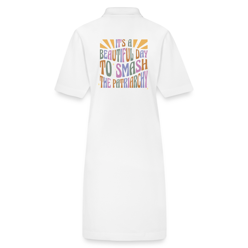 It's a Beautiful Day to Smash the Patriarchy Backprint "Frauen" Stanley/Stella Bio-Polokleid - Weiß