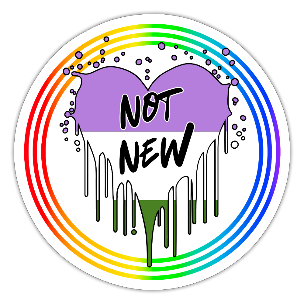 Genderqueer Not New "Regenbogenkreis Edition" - Sticker (groß) - Mattweiß