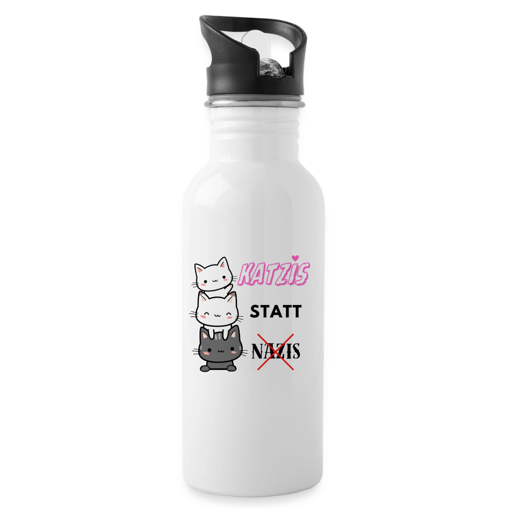 Katzis statt Nazis - Trinkflasche - Weiß