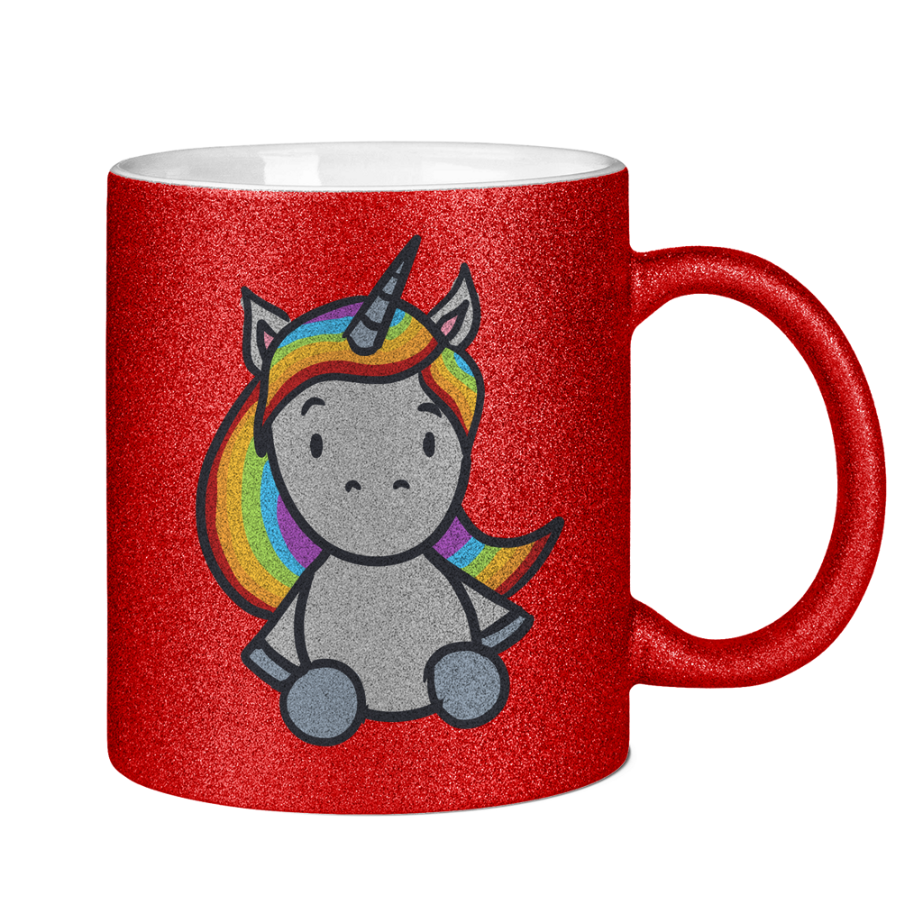 Einhorn mit Regenbogen Haaren - Tasse (glitzern)