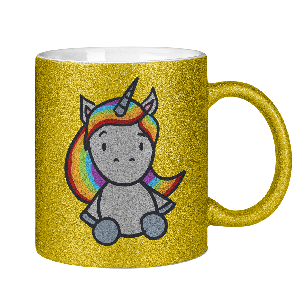 Einhorn mit Regenbogen Haaren - Tasse (glitzern)