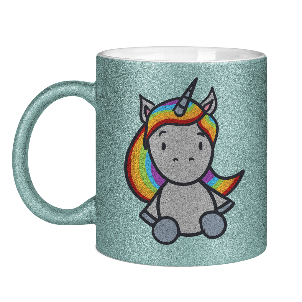 Einhorn mit Regenbogen Haaren - Tasse (glitzern)