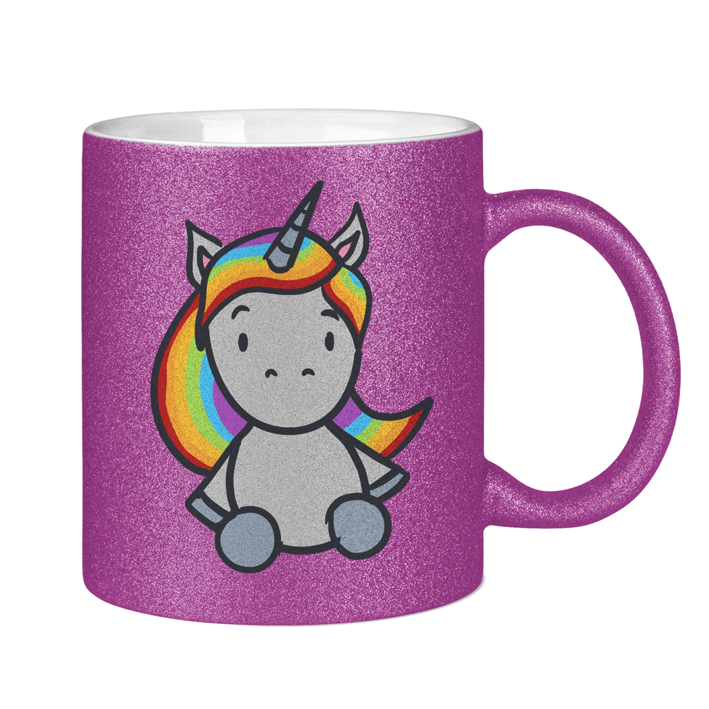 Einhorn mit Regenbogen Haaren - Tasse (glitzern)