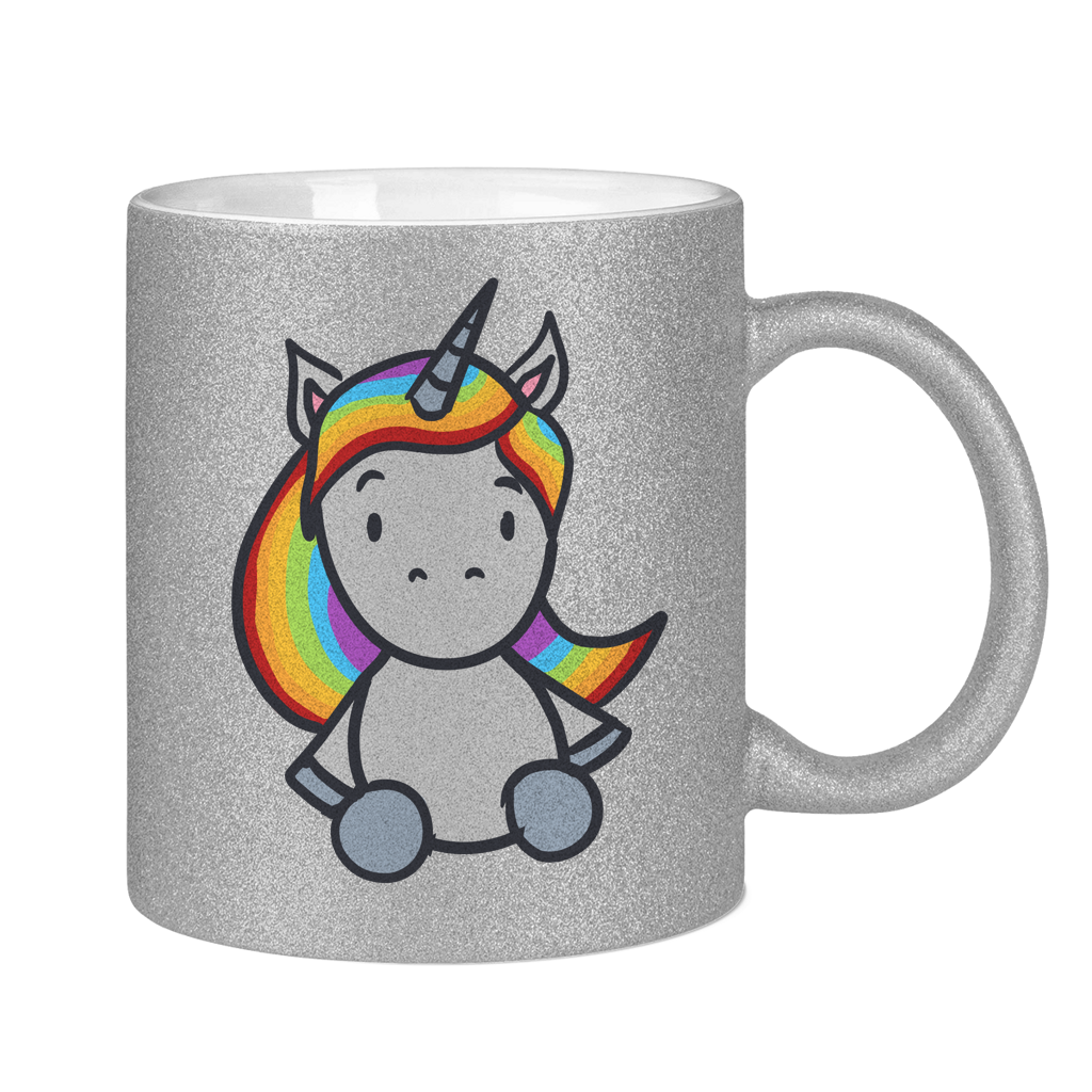 Einhorn mit Regenbogen Haaren - Tasse (glitzern)