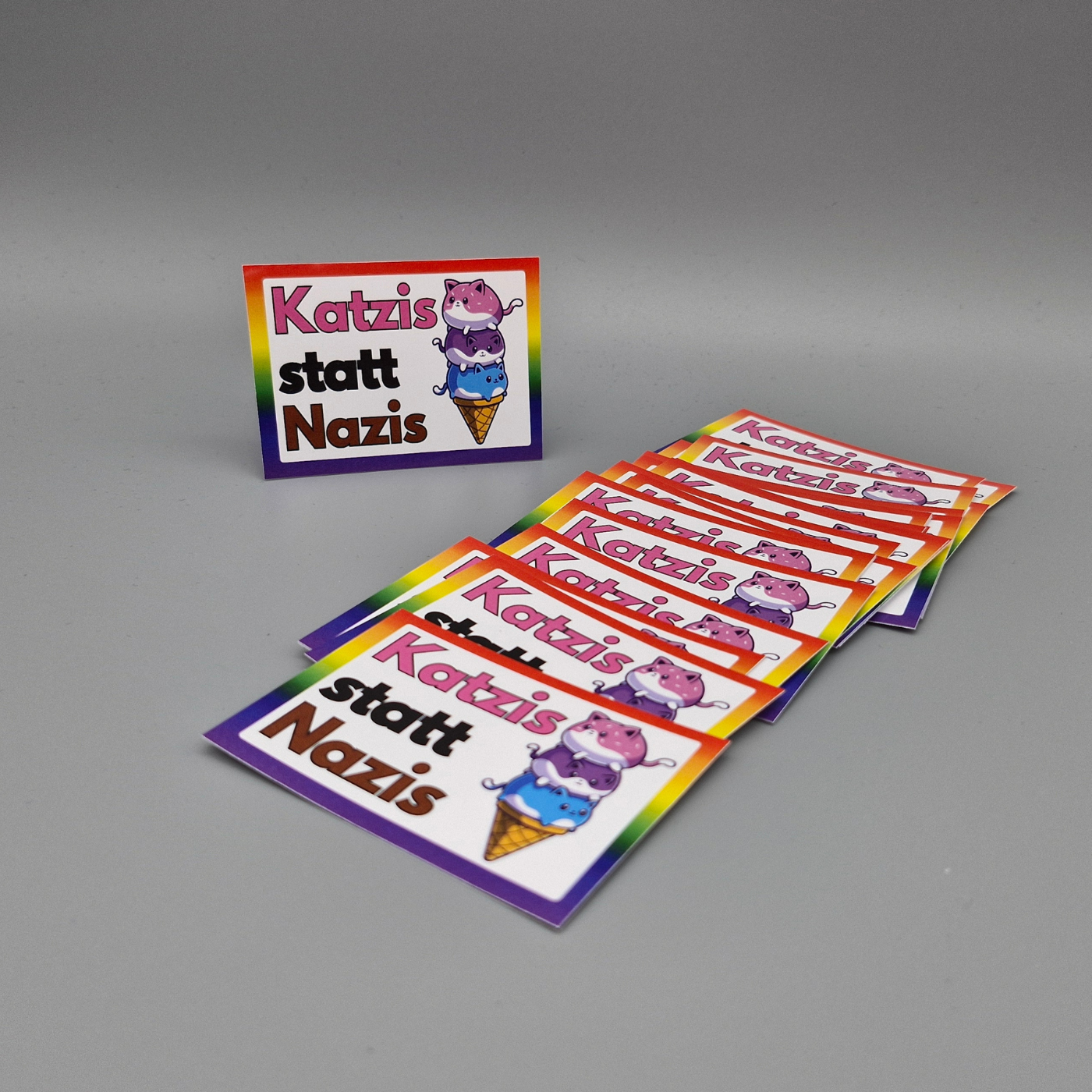 Katzis statt Nazis "Eiscremebande Edition", Sticker gegen Rechts, 30 Stück