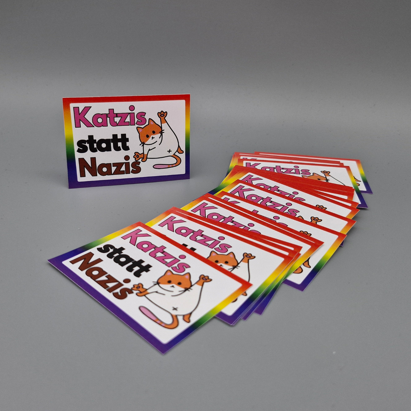 Katzis statt Nazis "Orangene Edition", Sticker gegen Rechts, 30 Stück
