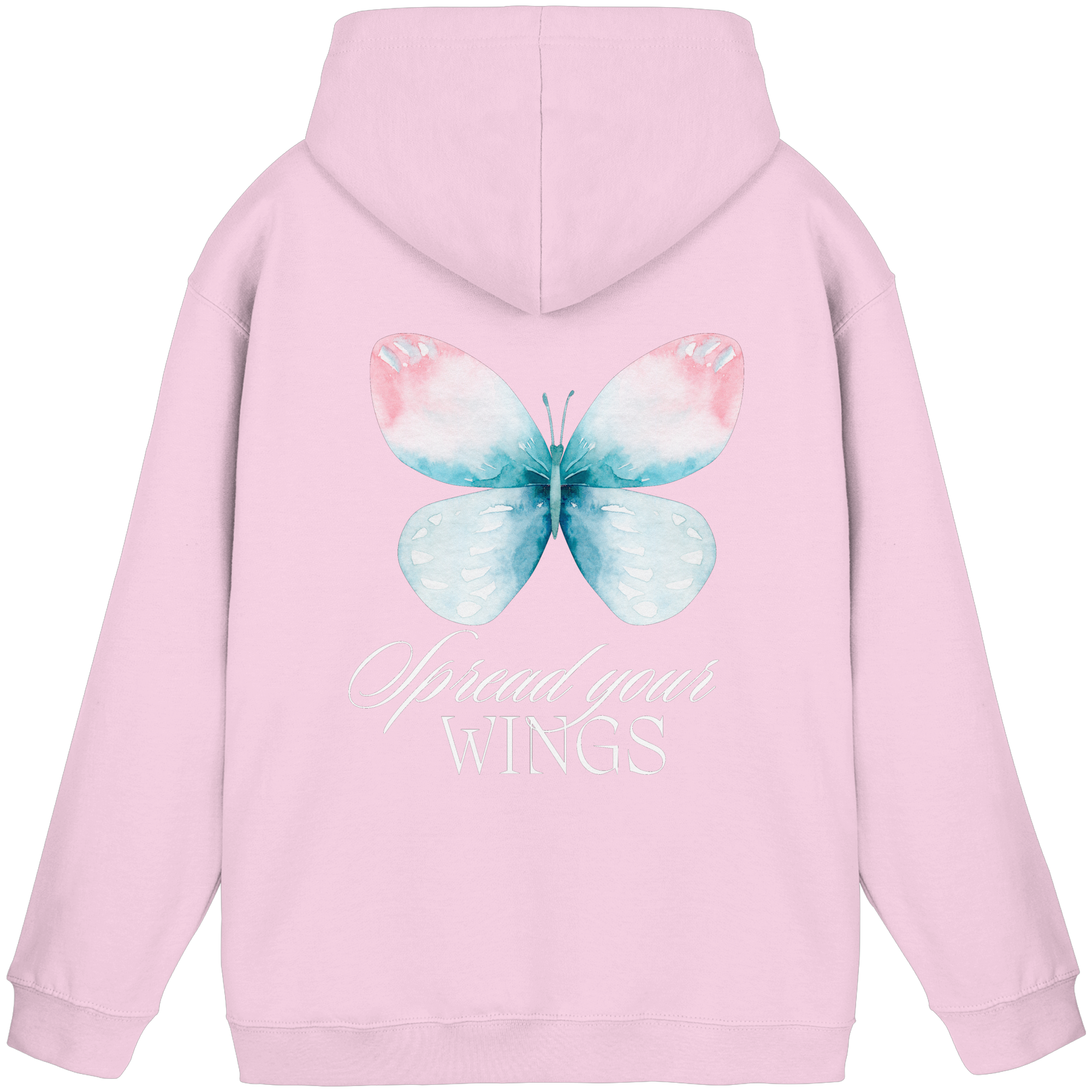 Spread your Wings (weiße Schrift) Backprint - Basic Unisex Hoodie