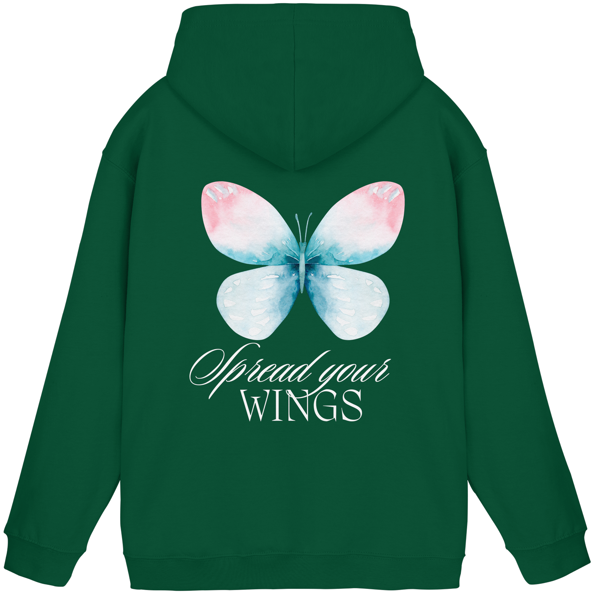 Spread your Wings (weiße Schrift) Backprint - Basic Unisex Hoodie