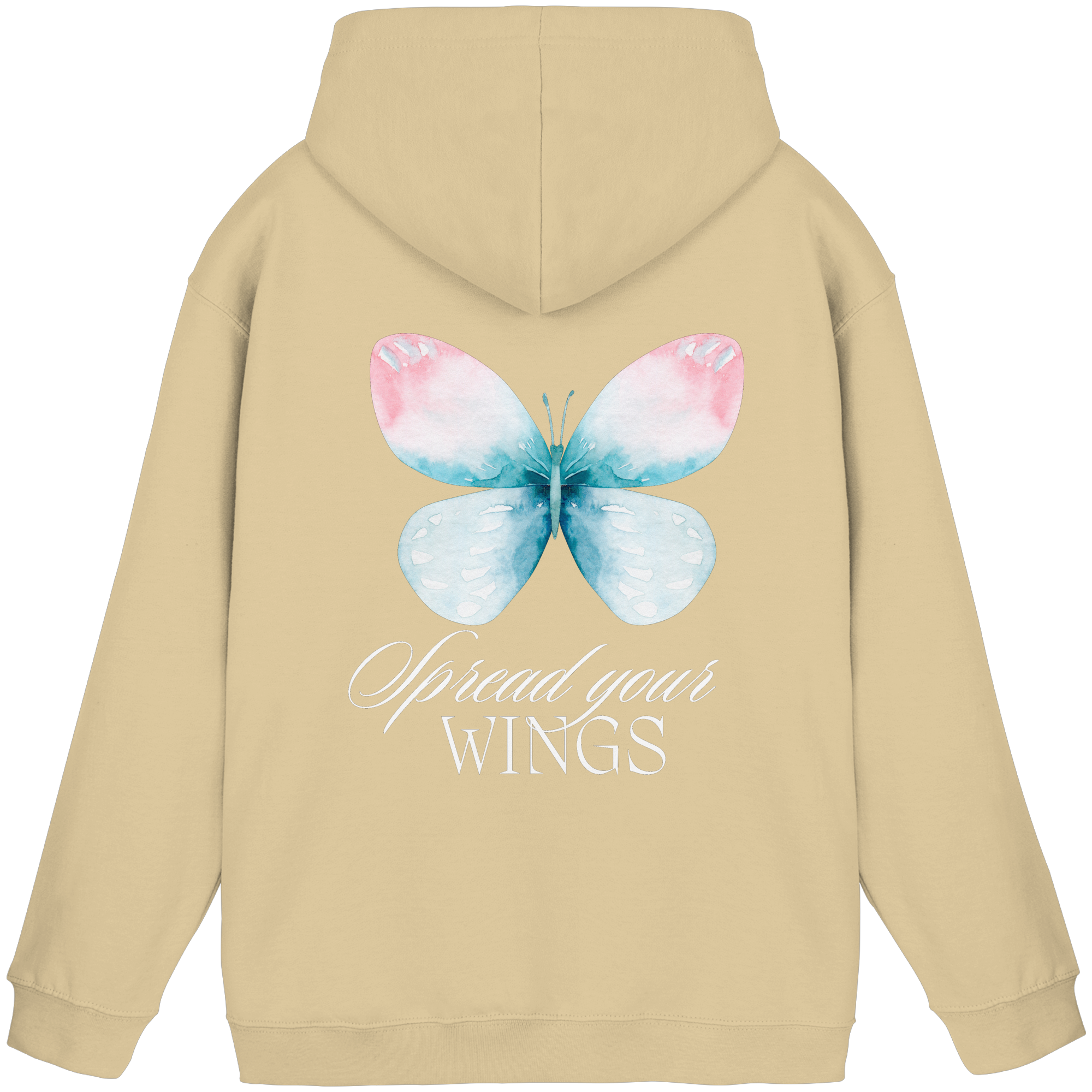 Spread your Wings (weiße Schrift) Backprint - Basic Unisex Hoodie