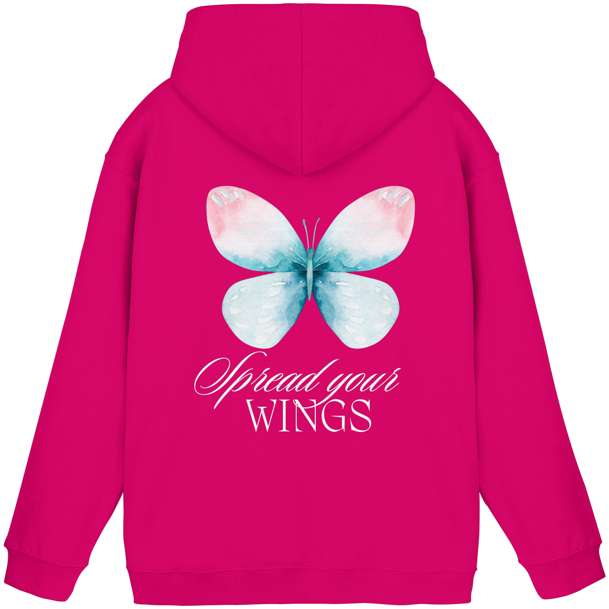 Spread your Wings (weiße Schrift) Backprint - Basic Unisex Hoodie