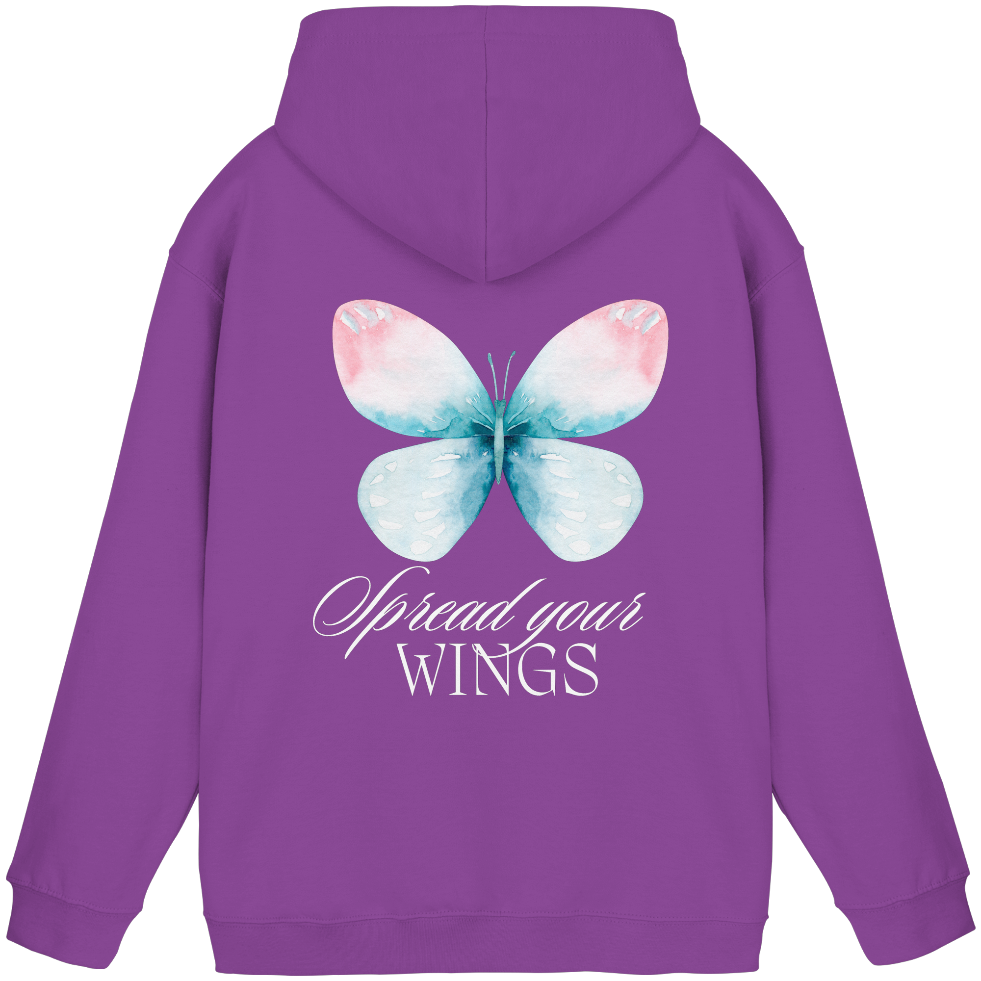 Spread your Wings (weiße Schrift) Backprint - Basic Unisex Hoodie