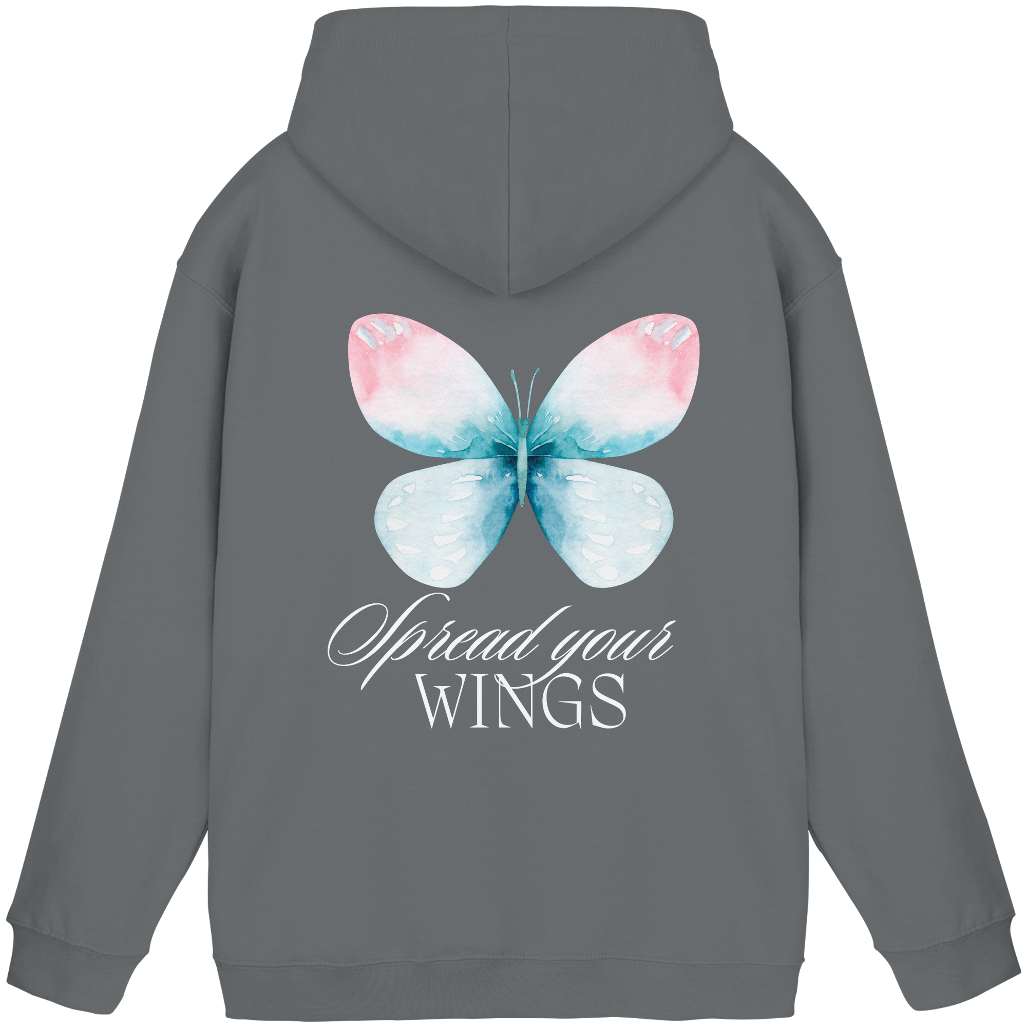 Spread your Wings (weiße Schrift) Backprint - Basic Unisex Hoodie