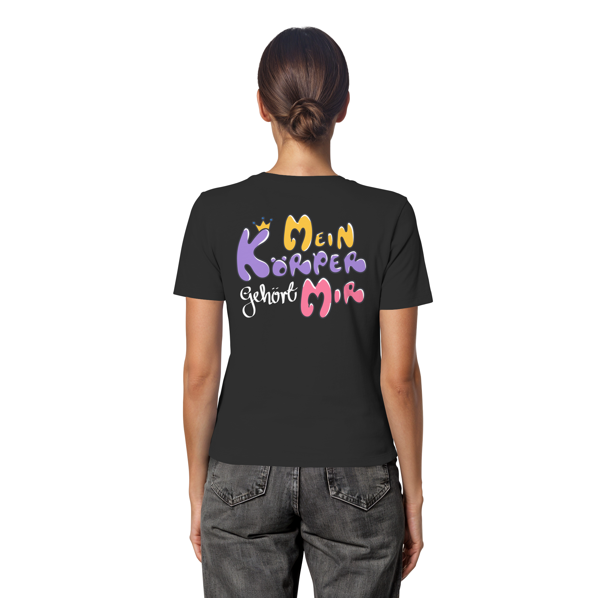 Mein Körper gehört mir "Bunte Edition" Backprint - Fitted Ladies Organic Shirt
