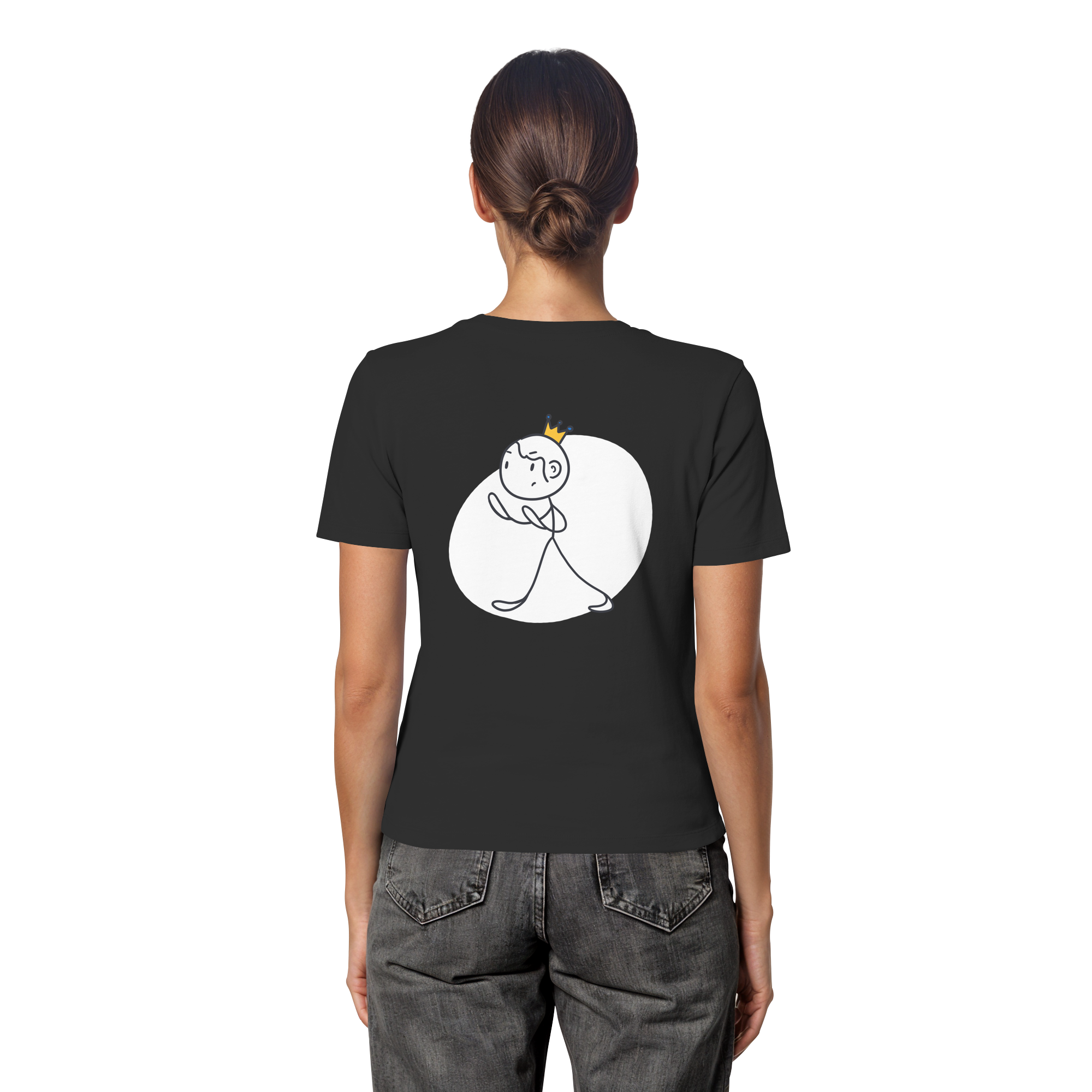 Survivor Queens Logo "Schriftzug Edition" mit Seelenmännchen "Selbstverteidigung Edition" Backprint (dunkel) - Fitted Ladies Organic Shirt