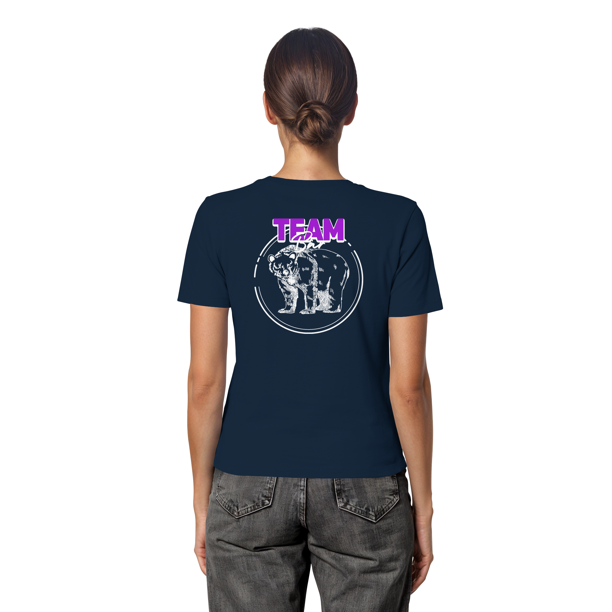 Team Bär Backprint (weiß) - Fitted Ladies Organic Shirt
