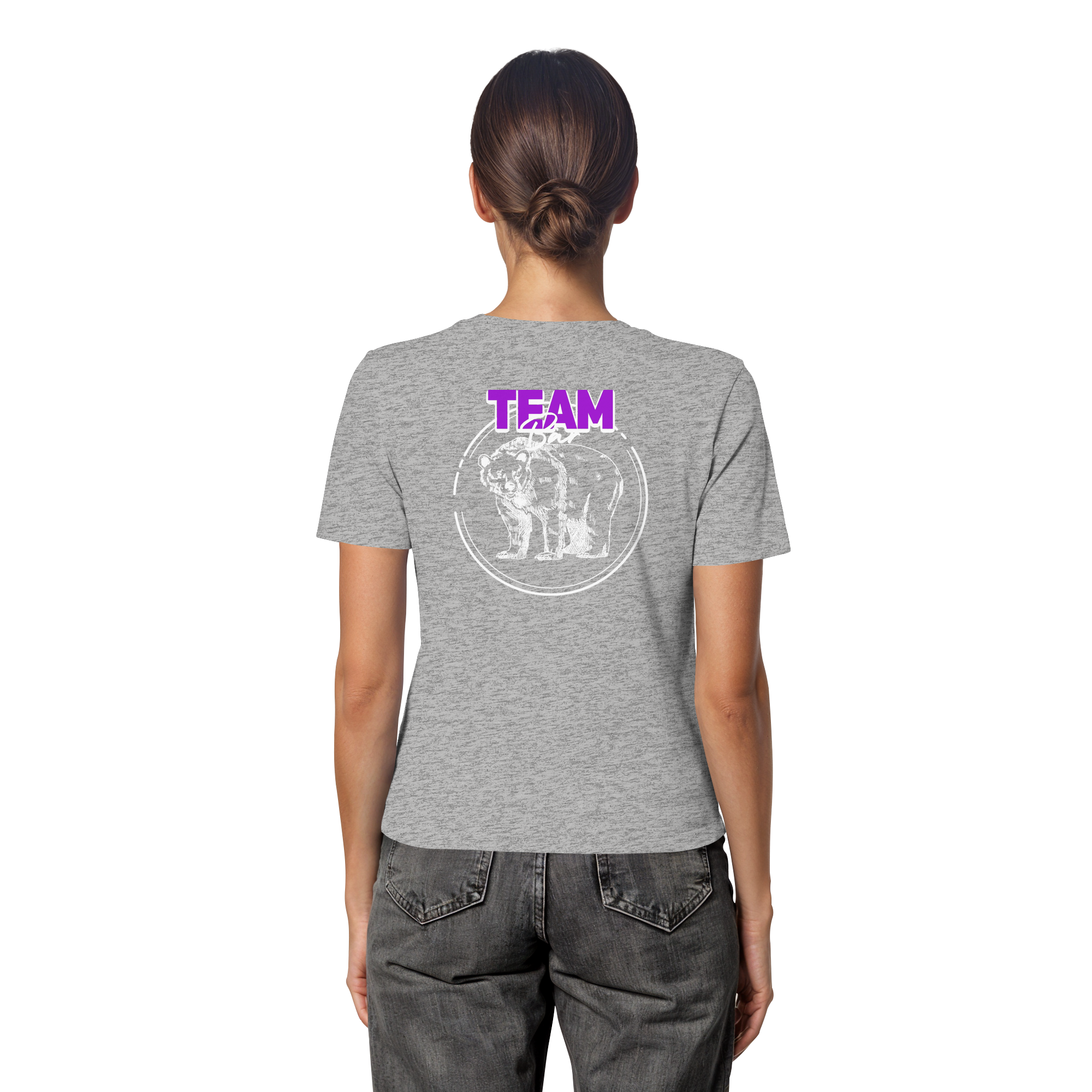 Team Bär Backprint (weiß) - Fitted Ladies Organic Shirt
